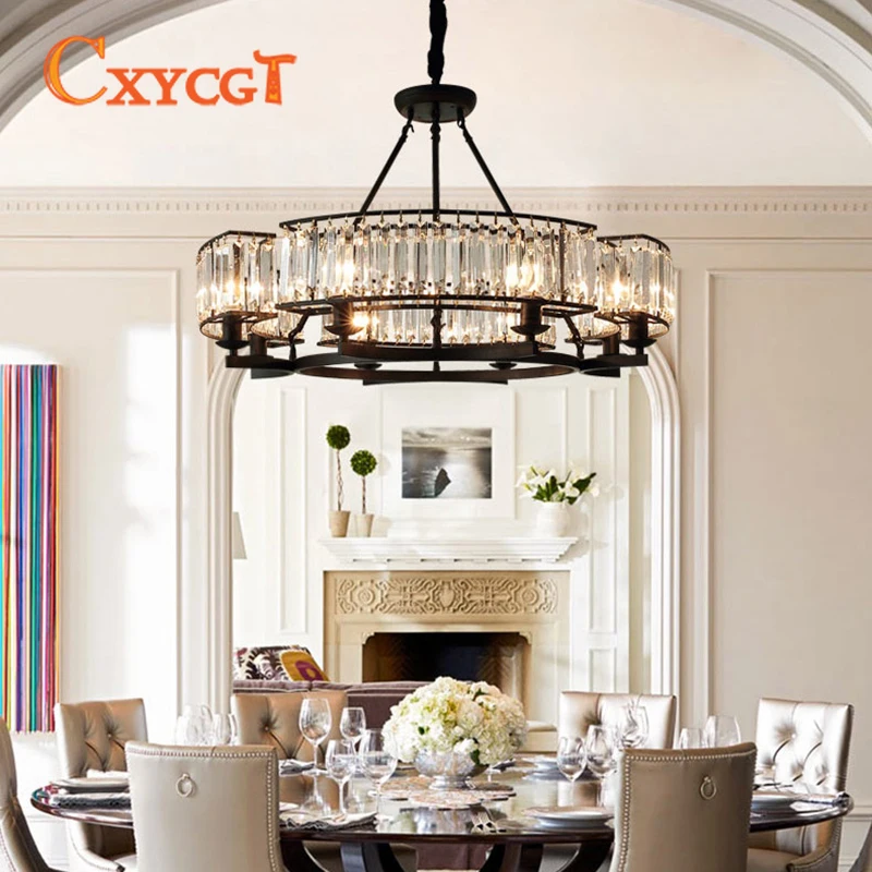 

Loft Style Vintage Crystal Lamp Black Bronze Crystal Lamp Chandelier Mask Lamps for Living Room E14 Led Lamp