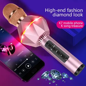 

Wireless Microphone Karaoke LED lights Bluetooth Microphone Speaker Handheld Micro Stereo Singing Player For Home Audio
