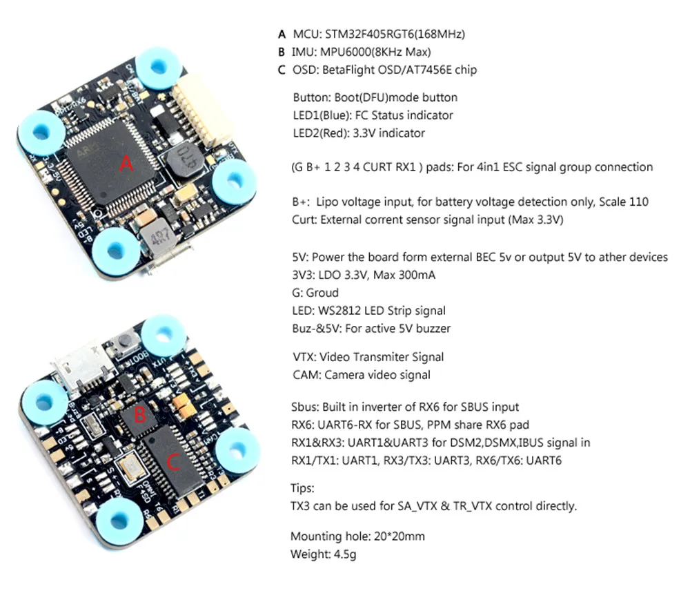 20x20 мм Skystars мини Flytower F4 OSD Контроллер полета и 15A 20A BL_S 4в1 ESC и 40CH 48CH 25/100/200 мВт VTX для Радиоуправляемый fpv-дрон