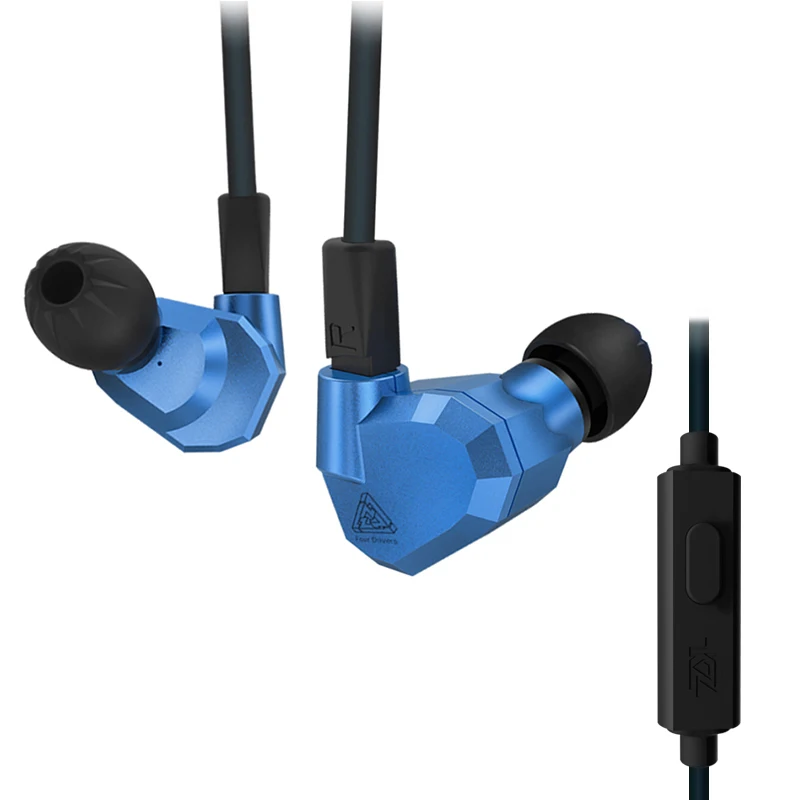 KZ ZS5 2DD+ 2BA гибридные наушники вкладыши HIFI DJ монитор наушники для бега спорт KZ AS10 ZS6 наушники гарнитура вкладыши два цвета - Цвет: Blue with mic