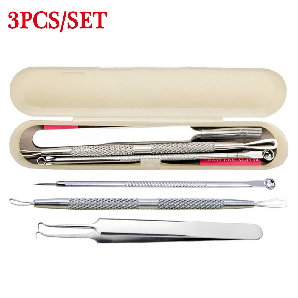 3-5pcs Double-head Acne Extractor Remover Tools Kit Stainless Steel Blackhead Pimple Needles Treatments Face Clean Tool 3-5pcs Double-head Acne Extractor Remover Tools Kit Stainless Steel Blackhead Pimple Needles Treatments Face Clean Tool