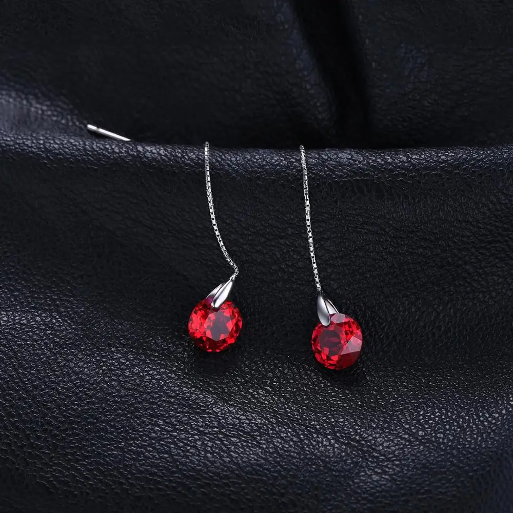Jewelrypalace модные 5.59ct круглый СОЗДАН RUBY нити Серьги 925 серебро Красивые ювелирные изделия праздничное длинное Серьги для Для женщин