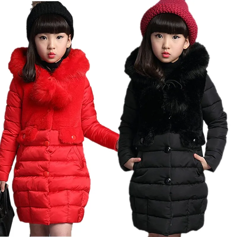 Kopen Winter Herfst Meisjes Warme Jas Kunstmatige Bont Mode Lange Kinderen Capuchon Jas Voor Meisje Bovenkleding Meisjes Kleding