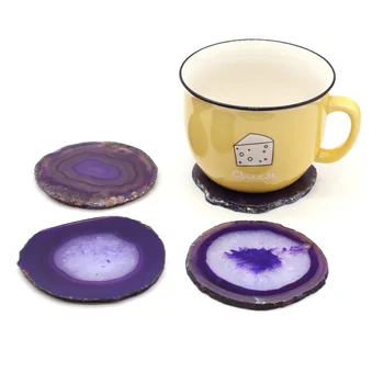 

1Pcs Natural Agates Slice Coasters Placemats Round Heat Resistant Table Tea Coffee Cup Pad Non-slip Cup Mat Insulation Pad