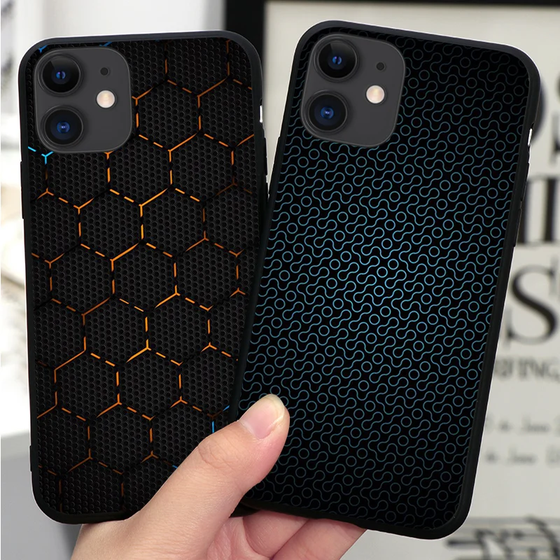 Автомобильный черный чехол из углеродного волокна для телефона iPhone 13 12 11 Pro Max Mini XR