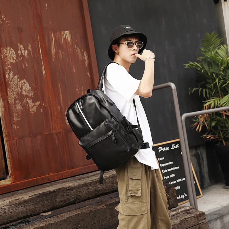

JIULIN man pu Backpack Knapsack Travel-Bags Schoolbag Preppy-Style man