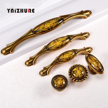 Vintage Door Handles Retro Bronze Kitchen Cabinet Knobs and Handles Furniture Wardrobe Cupboard Handle Closet Drawer Knobs Pulls