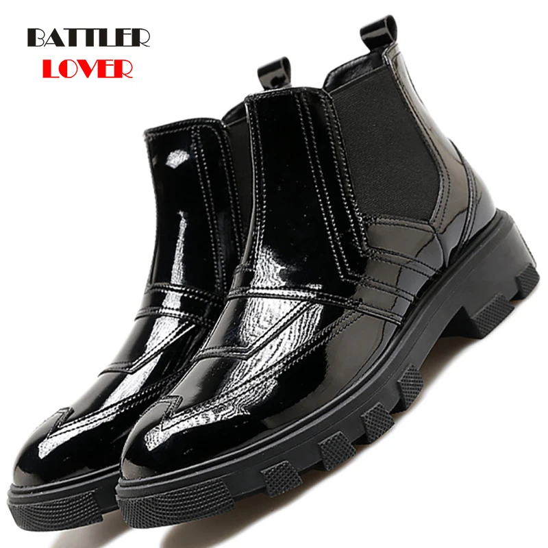 2020 Thick Sole Mens Martin Boots Men Ankle Boots Men British Snow Military Chelsea Botton Botas Homme Increased Boots Shoes Men