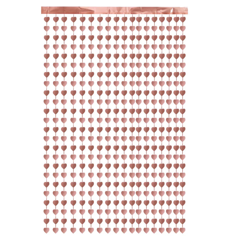 Гирлянда в виде сердца, золотые, серебряные занавески с клейкой лентой, 1 м, свадебные вечерние украшения, настенные принадлежности - Цвет: rose gold