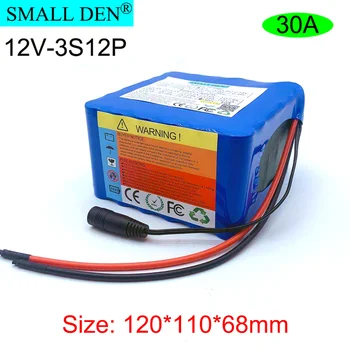 

12V 30Ah 18650 lithium battery pack 3S12P built-in 100A BMS high current output, same port charge and discharge