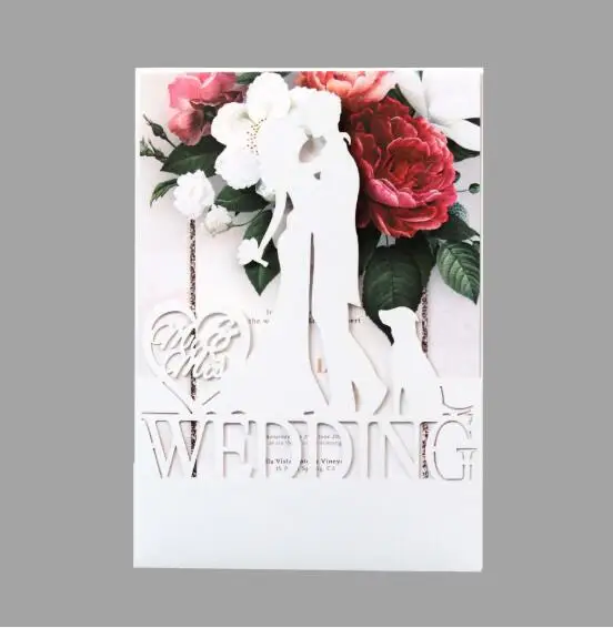 

1X Laser Cutting Hollow Invitation Card Engagement Wedding Invitation Custom White / Red / Blue / Gold Holiday Card Cover