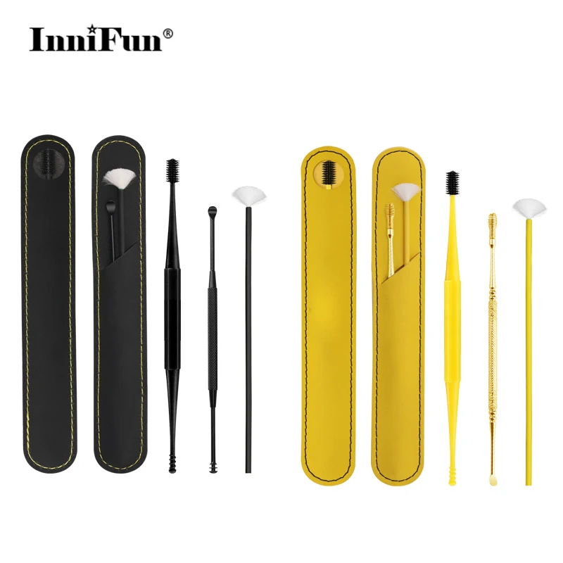 Earwax Removal Tool Sets Spiral Silicone Stainless Steel Ear Cleaner Sticks Springs Ear Wax Remover Wand Spiral Scoop Ears Care