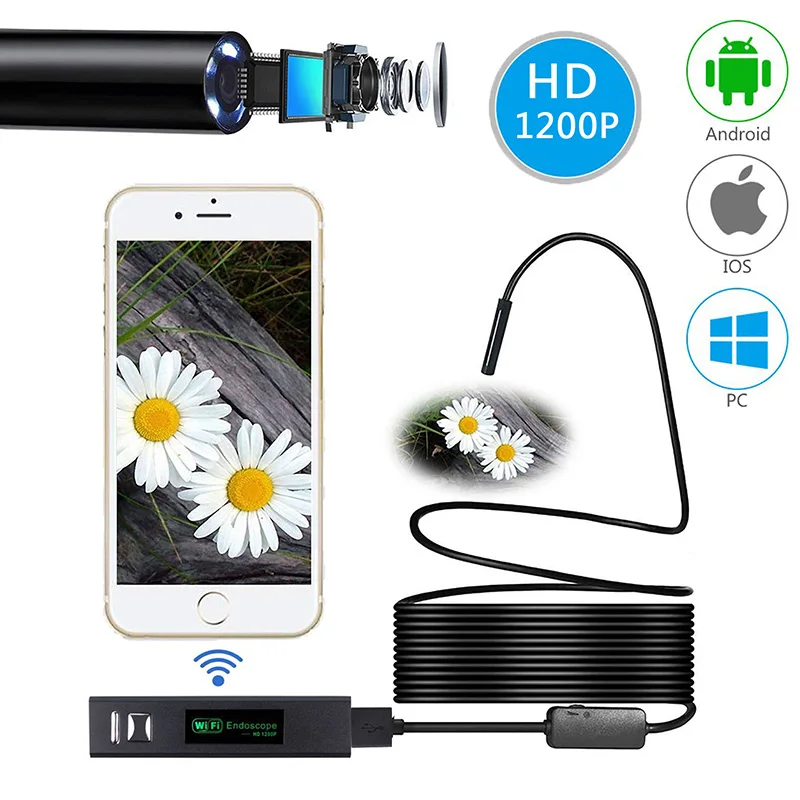 ZK30-cámara endoscópica impermeable para teléfono móvil, endoscopio Flexible de 1200P, 8mm, USB, Android, Wifi, IP68, para IOS, MAC y PC
