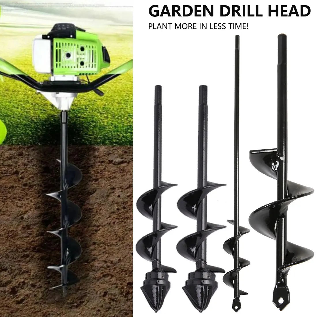9''18'' Power Garden Auger Earth Planter Spiral Small Drill Bit Post Hole Digger 