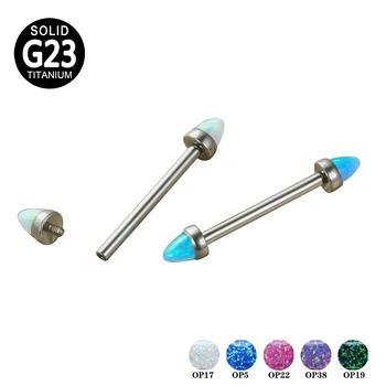 

G23 Titanium Opal Spikes Barbell Nipple Ring Spikes Opal Stone Tongue Nose Ear Stud Nipple Lip Piercing Body Jewelry Wholesale
