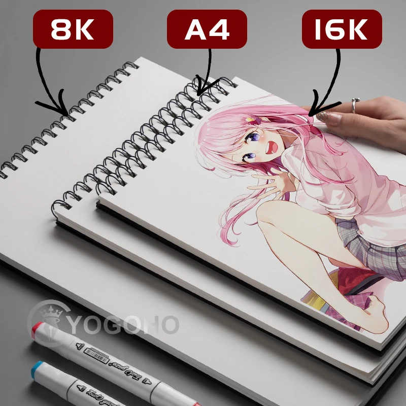 8K/16K/A4 50 Sheets Thicken Paper Sketch Book Student Art Painting Drawing Watercolor Book Graffiti Sketchbook School Stationery