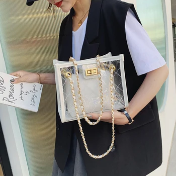 

Summer transparent chain women's Shoulder Messenger Bag Large Capacity Female Handbags Shoulder Bag Luxury Ladies Crossbody Bag