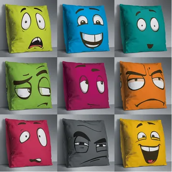 

Smile Expression Double Side Print Cushion Cover Polyester Decorative for Sofa Seat Soft Throw Pillow Case Cover 45x45cm