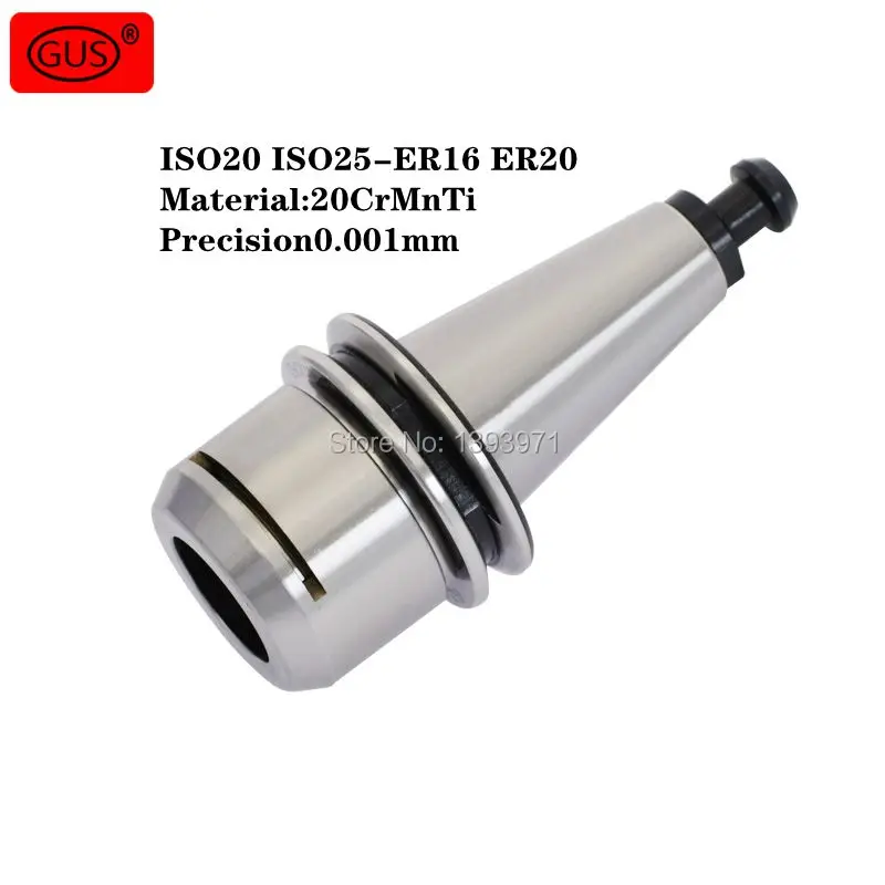

GUS 1pcs Precision 0.001 High Speed Tool Holder ISO25 ISO20 ER20 ER16 Collet Balance G2.5 / 30,000rpm ISO Spindle Chuck