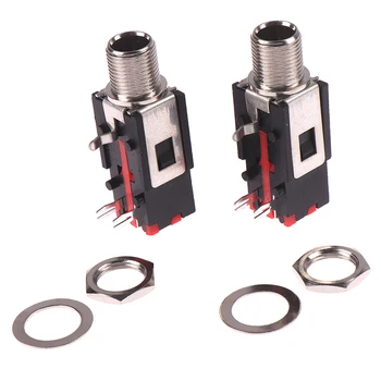 

2pcs Thread Lock Panel Mount 1/4" 6.35 Mm Stereo Phone Jack Headphone Socket PJ-602B Right Angle Audio Connector