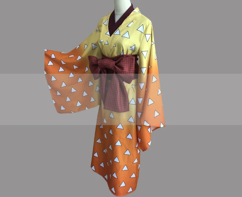 Kimetsu no Yaiba Zenitsu Agatsuma Yoshiwara Zenko кимоно костюм для косплея наряд