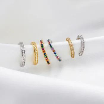 

VOROCO 2020 Colorful Zircon Ear Clip 925 Sterling Silver Dazzling Zircon Small Earrings Ear For Women Simple Jewelry BKE993-A