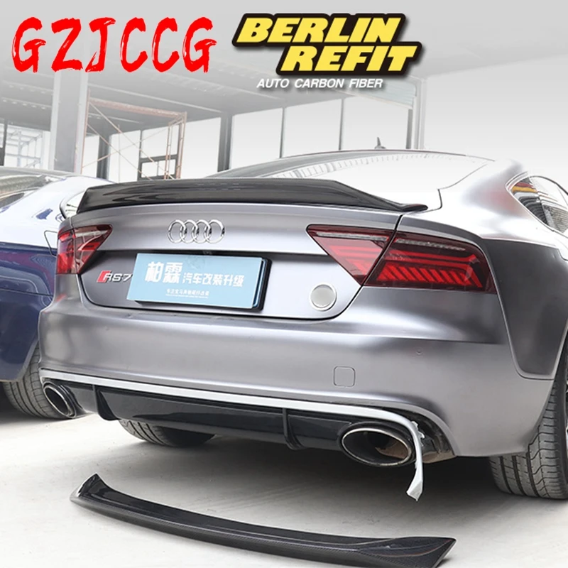 for Audi A7 S7 RS7 2013-2016 Rear Roof Trunk Spoiler Rear Trunk Roof Lip Tail Wing Car ABS Carbon Fiber Rear Spoilers 
