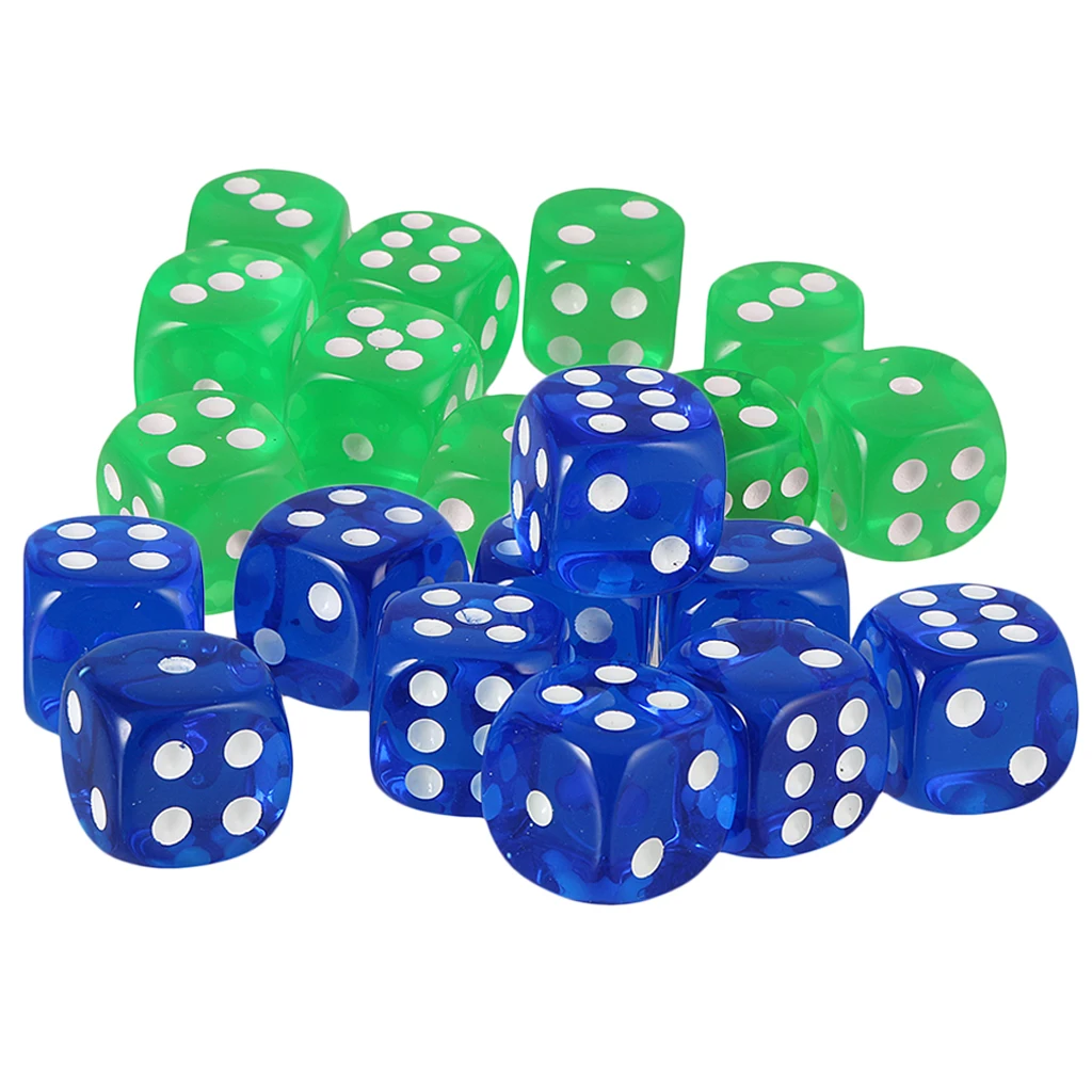 20pcs Table Game Dice D6 Plastic Die for Drinking Game D&D Role Playing Game