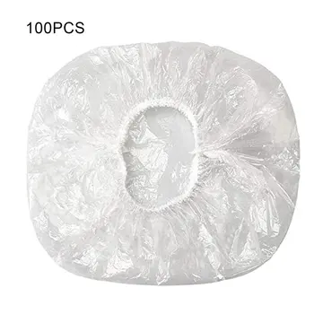

100PCS disposable shower caps Disposable shower cap transparent elastic plastic for bathroom spa hotel and hair salon