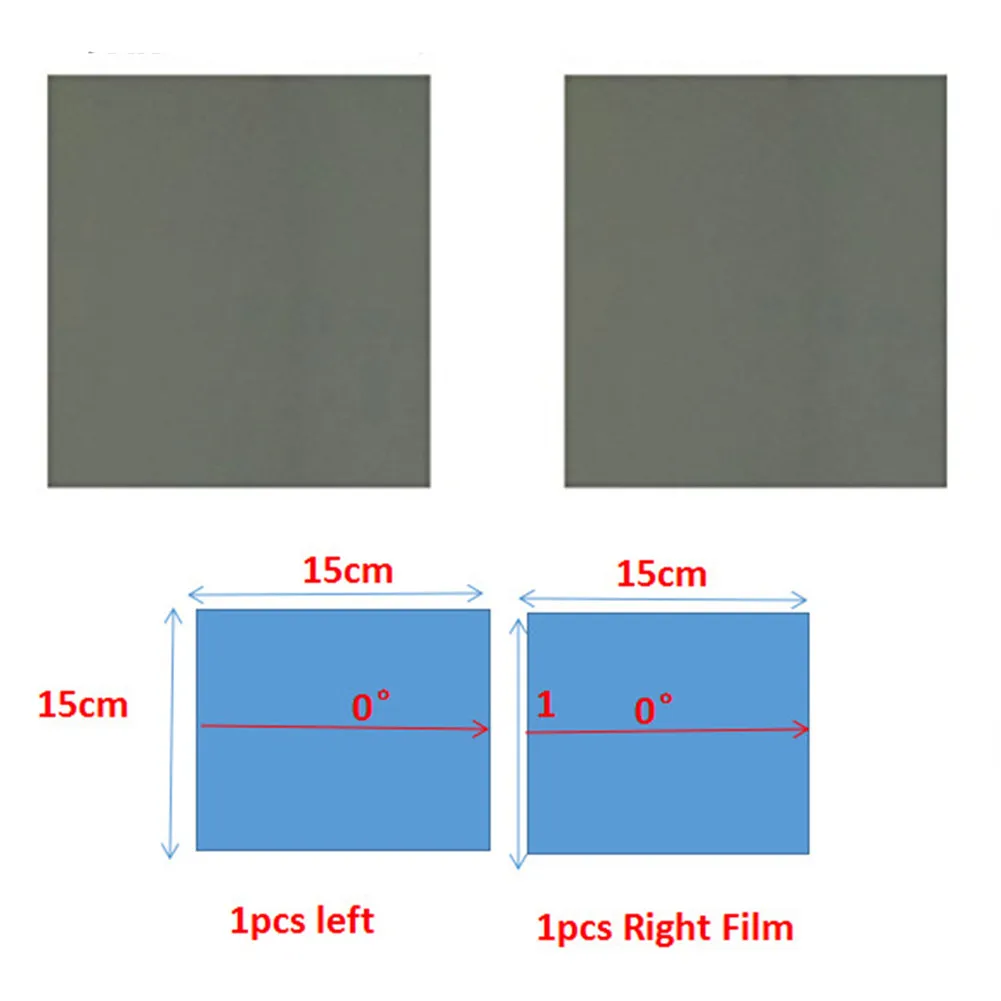 0 Degree Make Square 3D Circular Polarized Film For Game Boy,Non-adhesive Polarizer Filters Lens Film Sheets For Left&Right Eyes 