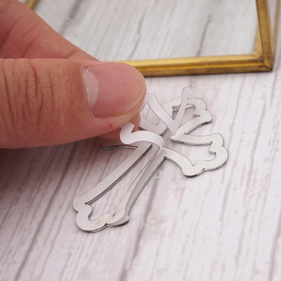 50 teile/los 8 cm/5 cm/3 cm Höhe Aushöhlen Schneiden Verspiegelte Kreuz Form Acryl Aufkleber DIY Taufe hause Dekoration – Detail 14