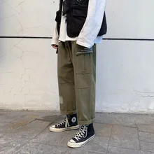 Straight Pants Men's Fashion Solid Color Retro Multi-pocket Overalls Men Streetwear Wild Loose Hip Hop Retro Casual Pants Men