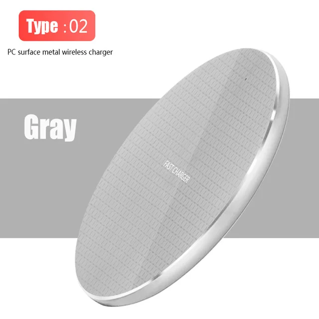 Type2 Grey 10 Вт Qi Беспроводное зарядное устройство быстрое зарядное устройство для iPhone 11 pro X Xs XR max металлическая Быстрая зарядка для samsung S9 S10 Note 8 9 10 Plus - Цвет: Type2 Grey
