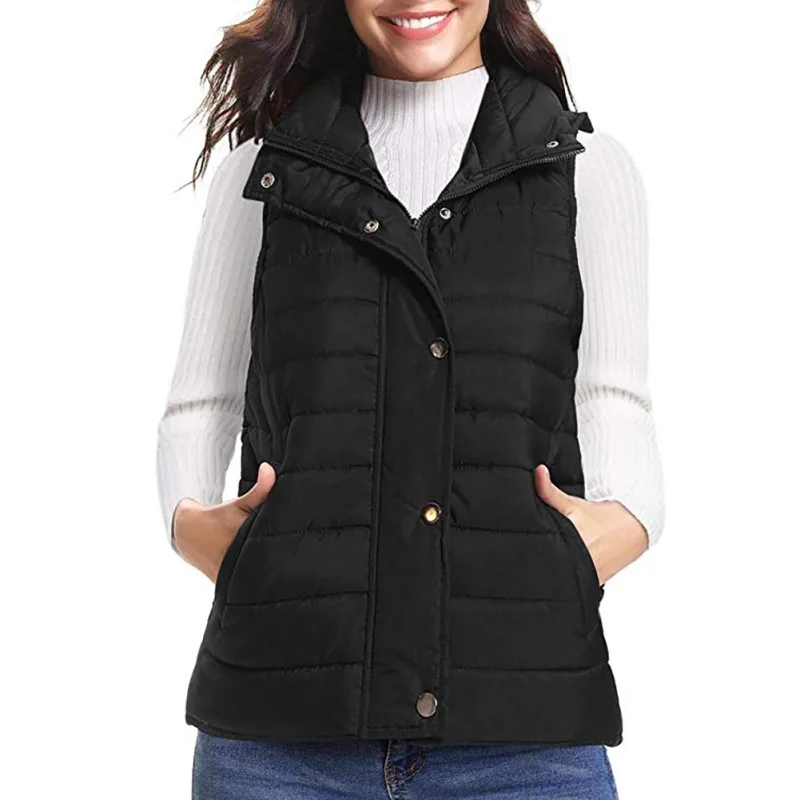 Женская верхняя одежда; куртка; Женская куртка; Chaqueta Mujer; складывающиеся жилеты; легкая куртка на молнии с карманами; зимняя теплая верхняя одежда