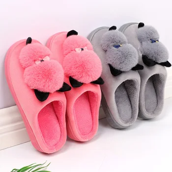 

Women's Winter Slippers Cute Cartoon Cat Warm Plush Slippers Slip On Flat Female Soft Indoor Shoes Ladies Comfort Footwear