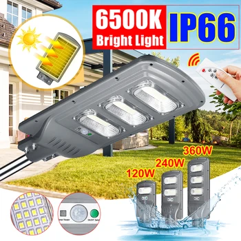 

IP66 120W/240W/360W LED Outdoor Lighting Wall Lamp Solar Street Light Solar Powered Radar Motion Light Control for Garden Yard