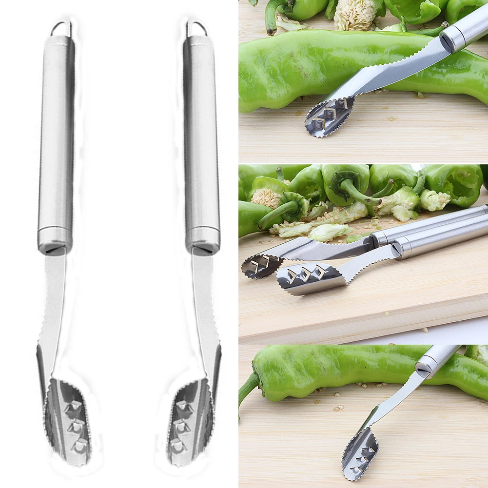 Corers Pepper Utensil Seed Remover Practical Stainless Steel Jagged Edges Green Chilli