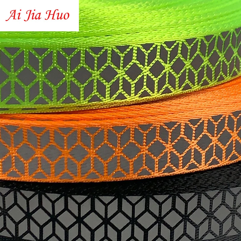 Holographic Rhombic Reflective Ribbon Carved and Woven Bright Silver Decorative Band DIY Hand Sewing Safety Warning 2.7cm 1meter reflective tape