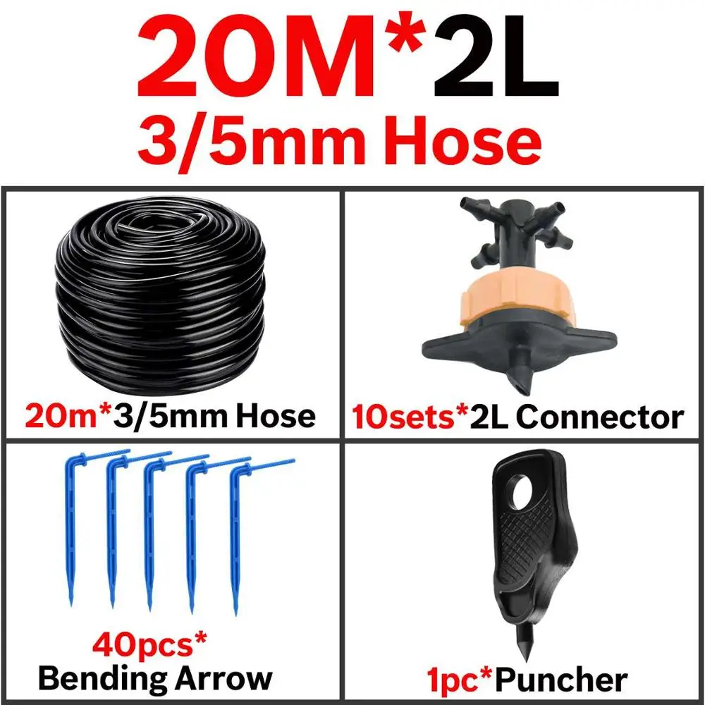 20 м/10 шт./набор, 4-полосная розетки 2L 4L 8L капельная стрелка для полива и орошения передатчик капельница система для полива разбрызгиватель горшечные растения Теплицы - Цвет: KSL01-KIT016-2L-20M