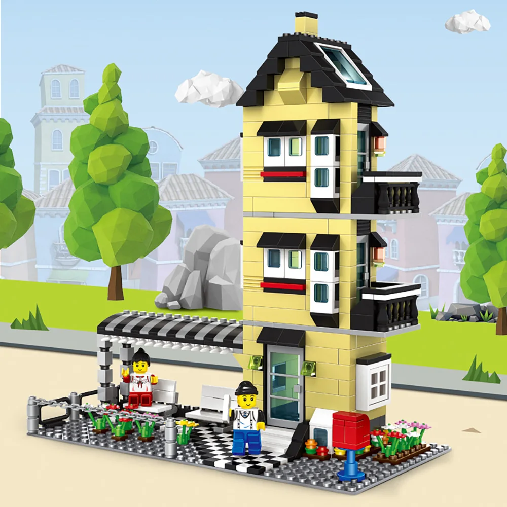 

Urban Luxury Large Garden Villa Building Blocks DIY Structure House Set Building Blocks Puzzle Creative Toy Gift
