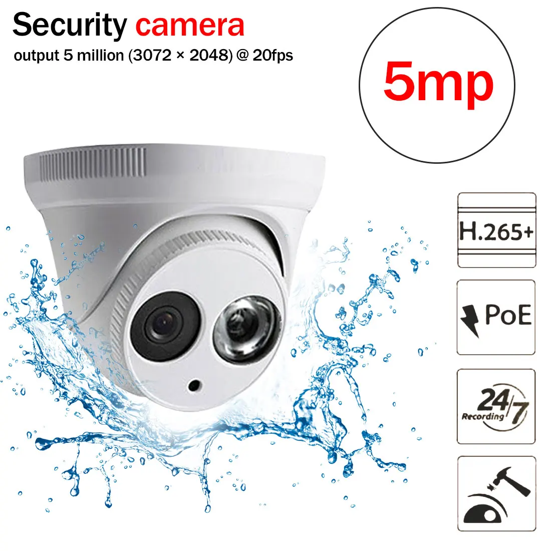 

5MP WIFI Camera metalen shell 5MP Ingebouwde MICROFOON POE IR 50 m IP67 IK10 ip camera vervangen IP camera 5MP Camera