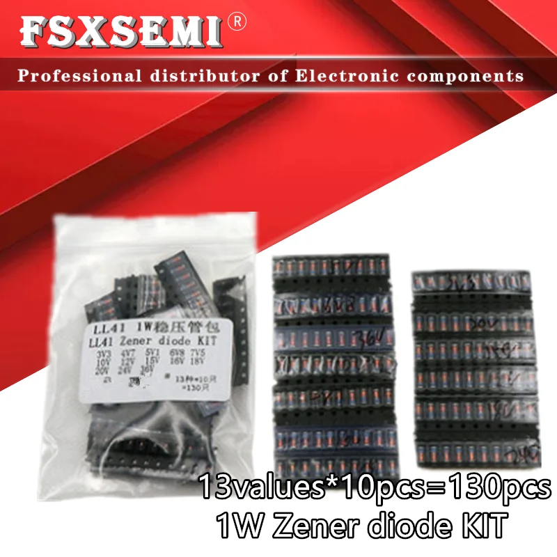 13values *10pcs= 130pcs LL41 SMD Zener diode KIT 1W 3.3V36V ZM4728A