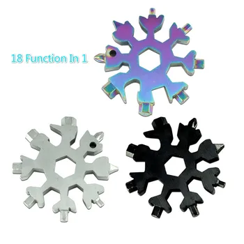 

18 in 1 Multi Snowflake Pocket Tool Keyring Spanner Hex Wrench Bottle Opener Key Ring For Outdoor Cycling Survival Accessories