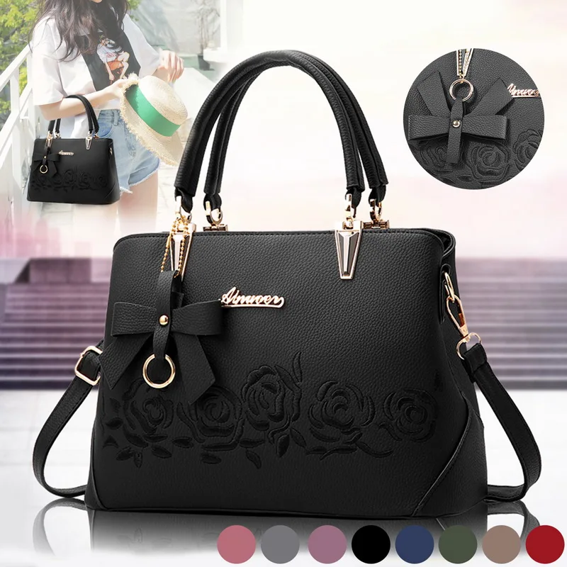 

Hihuar New 2019 Elegant Shoulder Bag Women Designer Luxury Handbags Women Bags Plum Bow Sweet Messenger Crossbody Bag