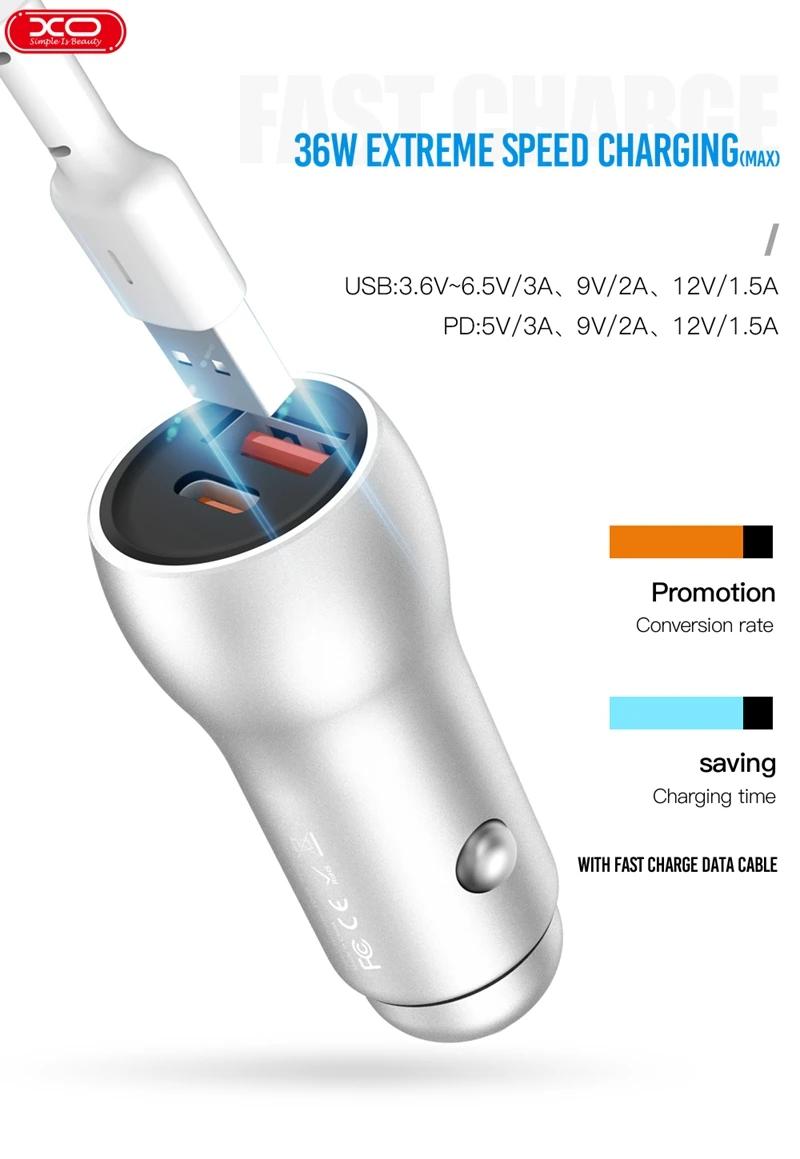 XO CC20 36 Вт Быстрая зарядка 4,0 3,0 USB Автомобильное зарядное устройство для iPhone 11 huawei Supercharge SCP QC4.0 QC3.0 Быстрая зарядка PD USB C автомобильное зарядное устройство для телефона