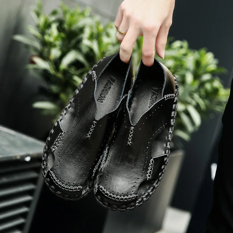 

Summer MEN'S Sandals Sandals Fisherman Shoes Closed-toe Foot Covering Flat Handmade Hollow out Breathable Hole Love Porous Shoes