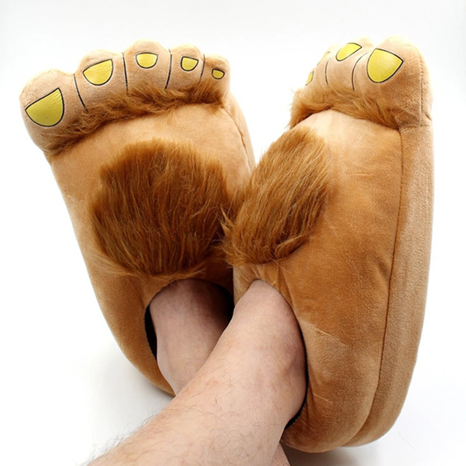 Novelty  Furry Slippers for Adult Men Women, Funny Monster Adventure  Bigfoot Indoor Floor Shoes