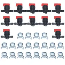 

1/4" in line Fuel Cut Off Shut Off Value w Clamp Kit For Briggs & Stratton 493960 494768 John Deere AM36141 AM107340 Parts