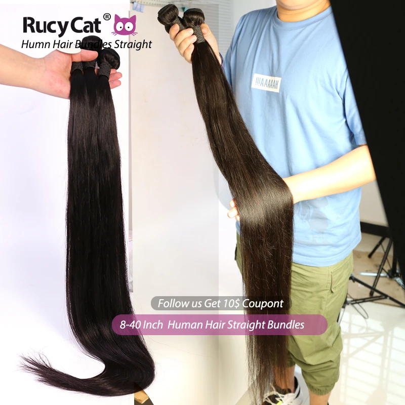 RucyCat 34 36 38 40 дюймов перуанский девственные волосы Weave Связки прямые 100%