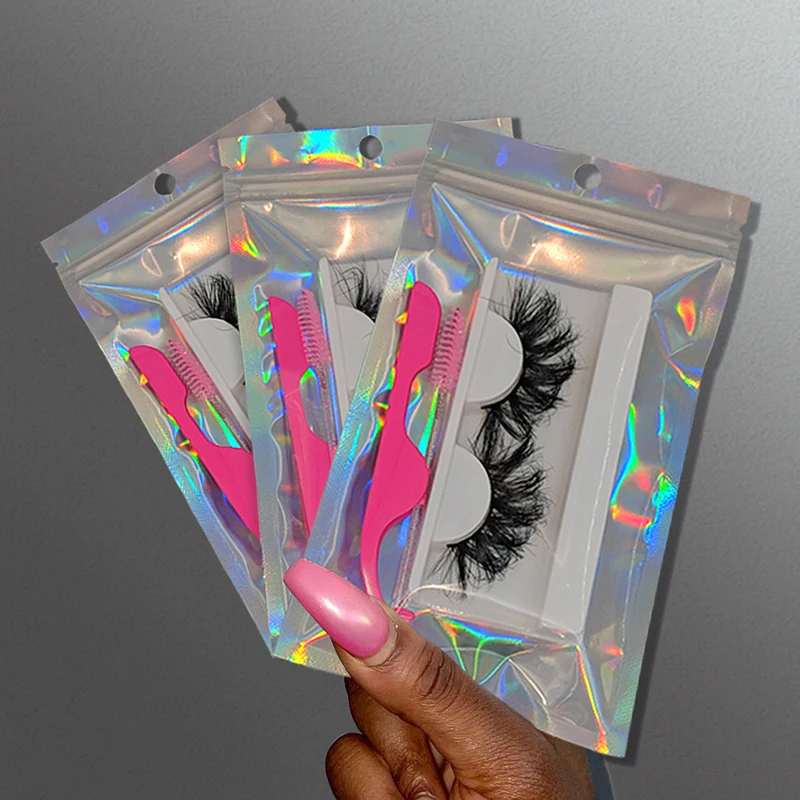 Mikiwi 10/20//50/100 Wholesale 25mm Fluffy Mink Lashes Suit Brushes Tweezers In Bulk Eyelashes Set Multi Pack Mink Lashes Kit 4